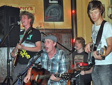 Waiting Waters gig i Berlin, David, Viktor, Harald, Samuel