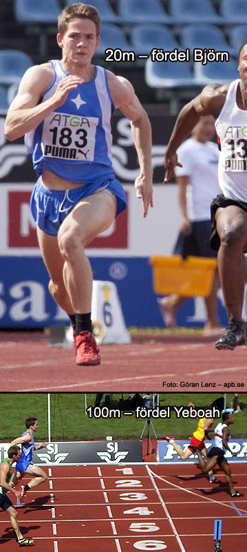Björn Boström och Edmund Yeboah i 100m försök SM Malmö
