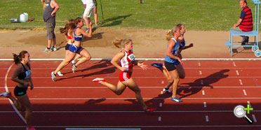 Victoria Joäng och Kim McCabe IFK Lund i 100m-final kvinnor Öresundsspelen 2013
