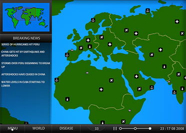 Screenshot of strategy game Pandemic II